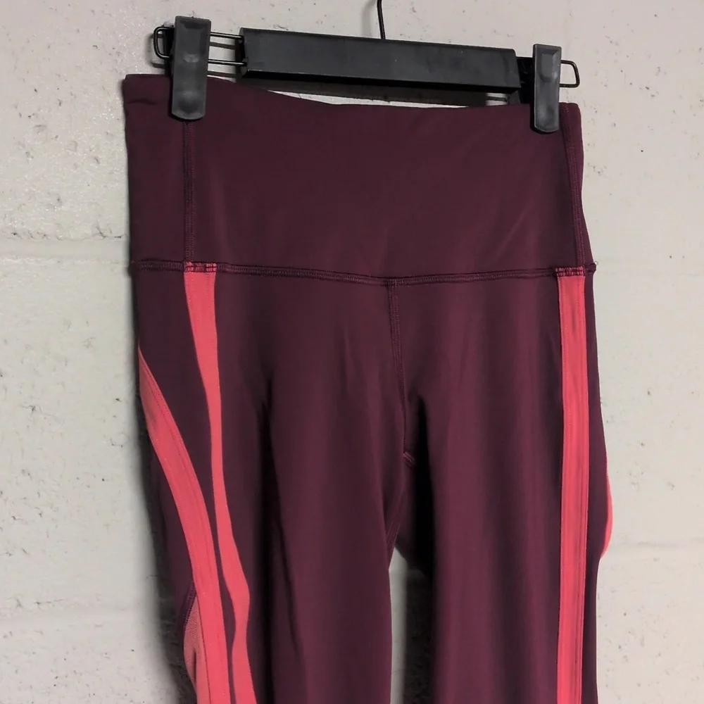 Lululemon Zip The Line Leggings Ruby Poppy Coral 23” Hi-Rise Nulux Size 4 - Picture 3 of 8